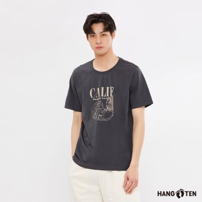 Hang Ten 男裝-純棉海浪印花短袖T恤-炭灰
