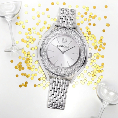 SWAROVSKI 施華洛世奇 Crystalline Aura 奢華水晶女錶 手錶 寵愛媽媽 送禮推薦-35.5mm 5519462
