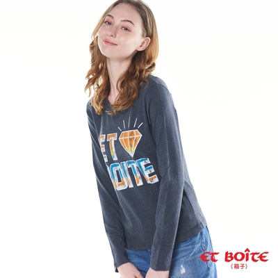 ET BOITE箱子 BLUE WAY – ET鑽石印花長袖TEE(深灰)