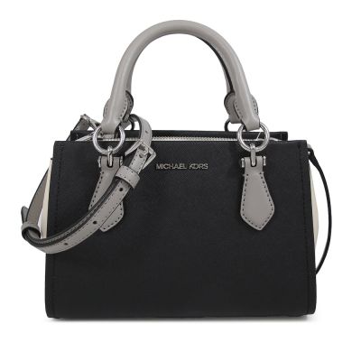 MICHAEL KORS Mayilyn 銀字Logo防刮皮革三層兩用包(黑色)