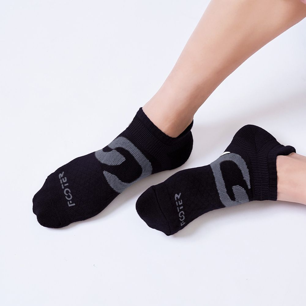 【FOOTER除臭襪】環形360度減壓船短襪 (T100) (黑色)