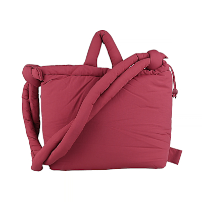 OLEND Ona系列黑字LOGO防水尼龍磁釦式手提斜背後背三用包(櫻桃紅)