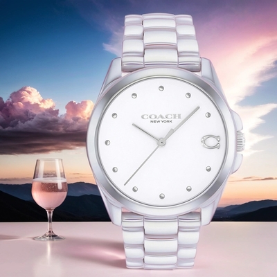 COACH Greyson 珍珠白陶瓷女錶 寵愛媽媽 送禮推薦-36mm CO14504390