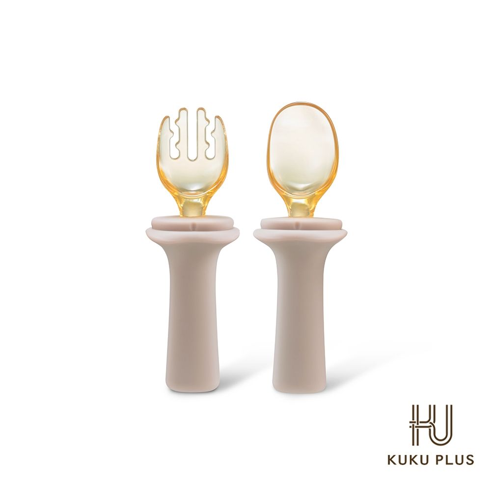 酷咕鴨 KUKU PLUS PPSU寶寶學習餐具組(嬰兒湯叉組/附防塵蓋)