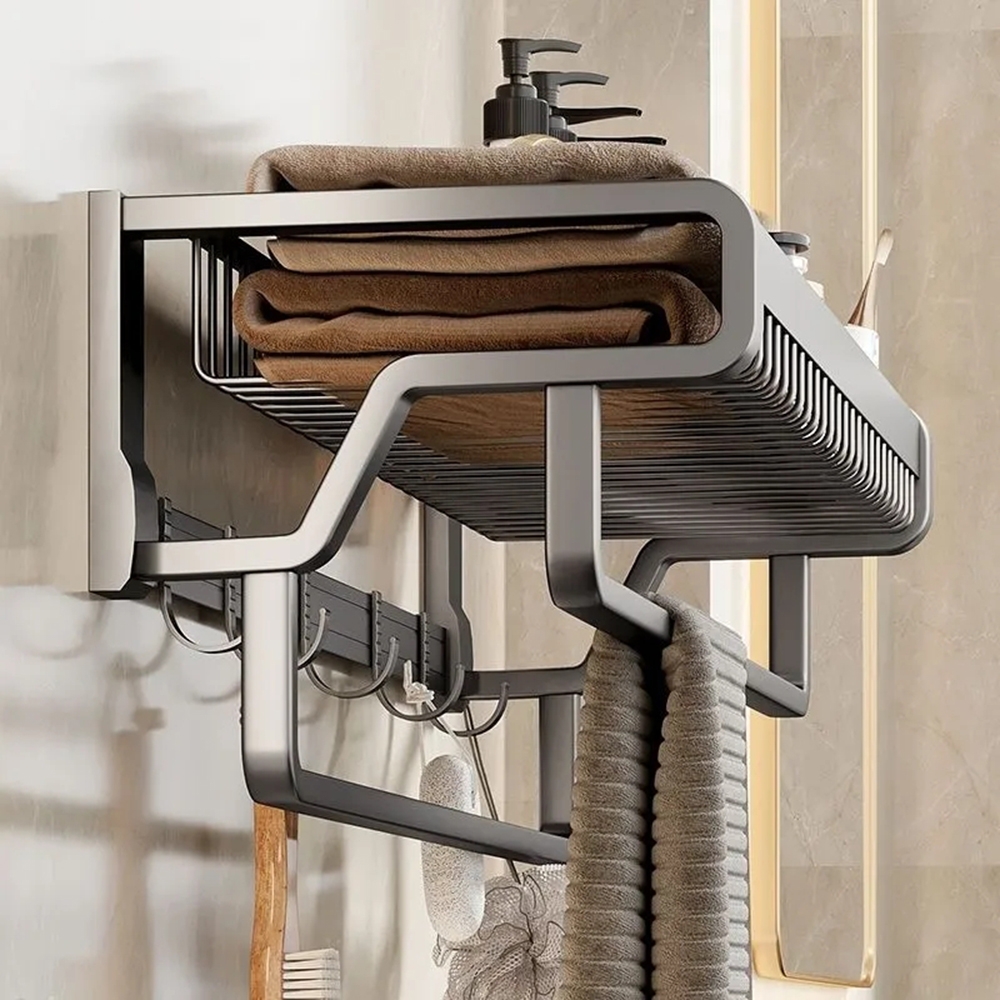 太空鋁雙桿57CM毛巾架免打孔浴室置物架衛生間廁所洗手間浴巾架| 毛巾架| Yahoo購物中心