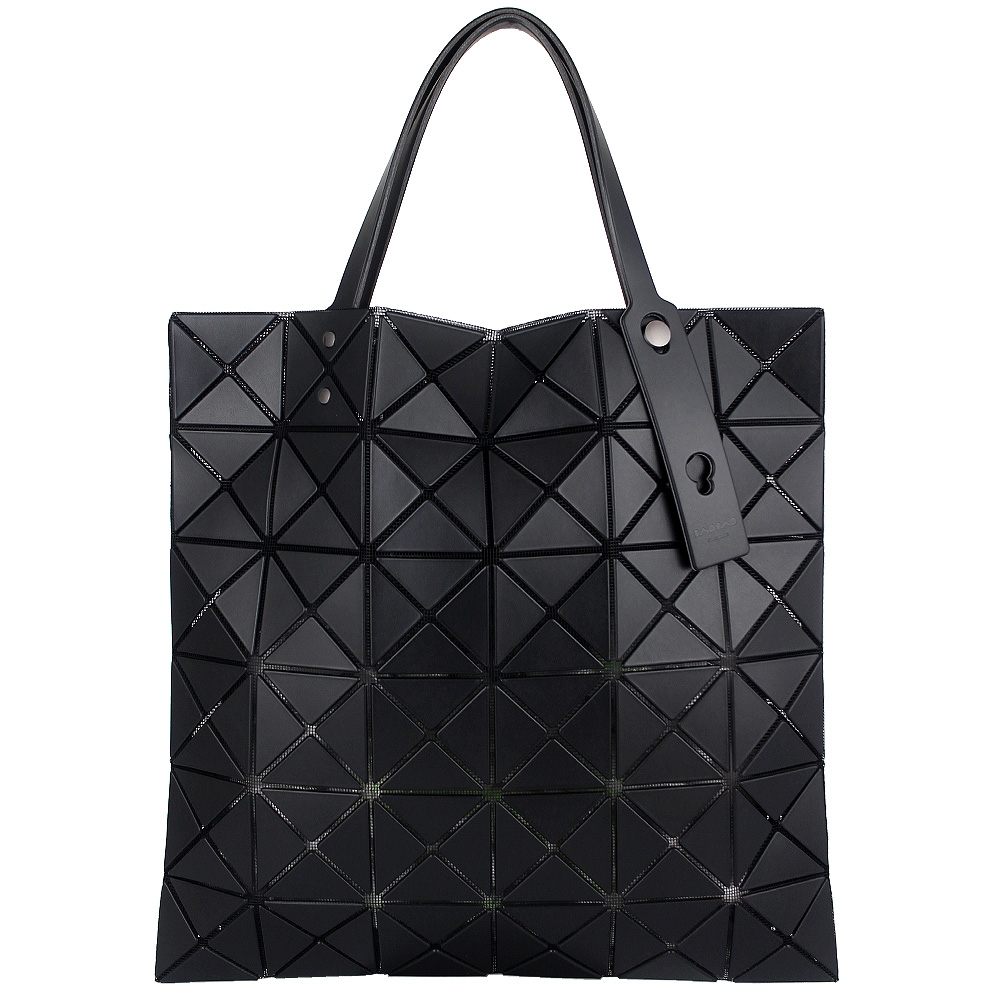 ISSEY MIYAKE 三宅一生BAOBAO 黑色皮質三角格6x6手提包| 手提包
