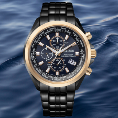 CITIZEN星辰 GENT S AT8206-81L 亞洲限定款光動能電波對時男錶/黑麵 44mm