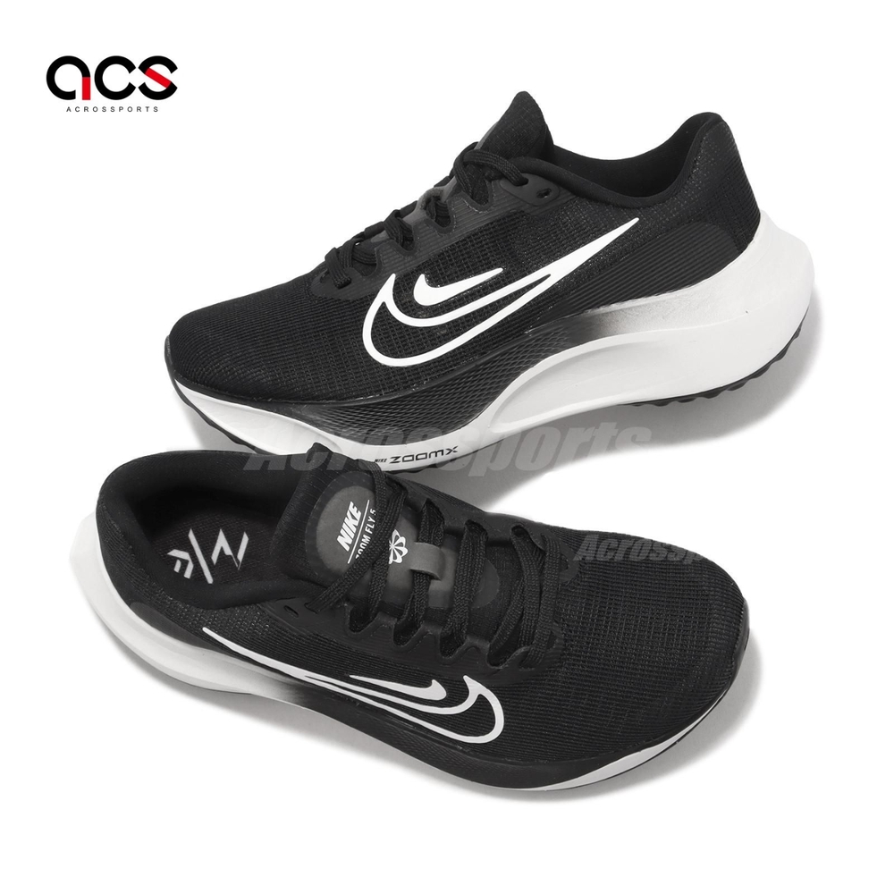 Nike 慢跑鞋Wmns Zoom Fly 5 女鞋黑白緩震厚底路跑運動鞋DM8974-001