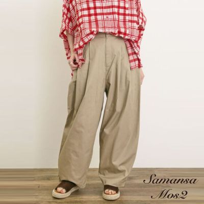 【Samansa Mos2】前俐落壓摺後鬆緊設計長褲