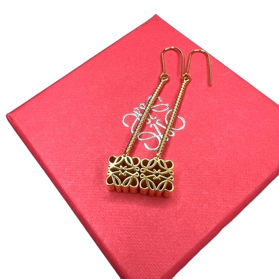 LOEWE 羅威 Anagram Drop 花紋 24 克拉鍍金紋銀 吊墜 耳環