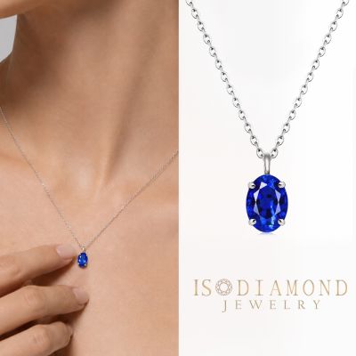IS DIAMOND IGI 1克拉 鉑金台 項墜 橢圓皇家藍寶石 經典款(IGI 培育藍寶石)