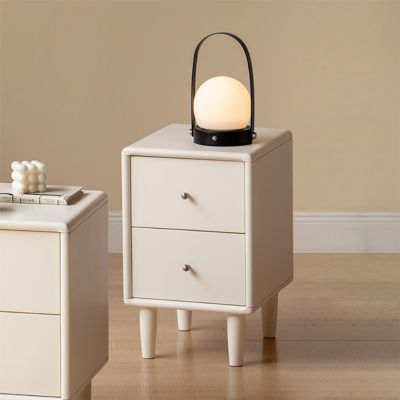 源氏木語白月光奶油風橡膠木實木床頭櫃0.3MA246A07-(H014407043)