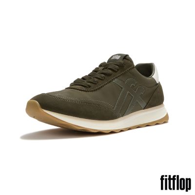 【FitFlop】RETRO-Q FF MENS 皮革尼龍運動風休閒鞋-男(深橄欖色)