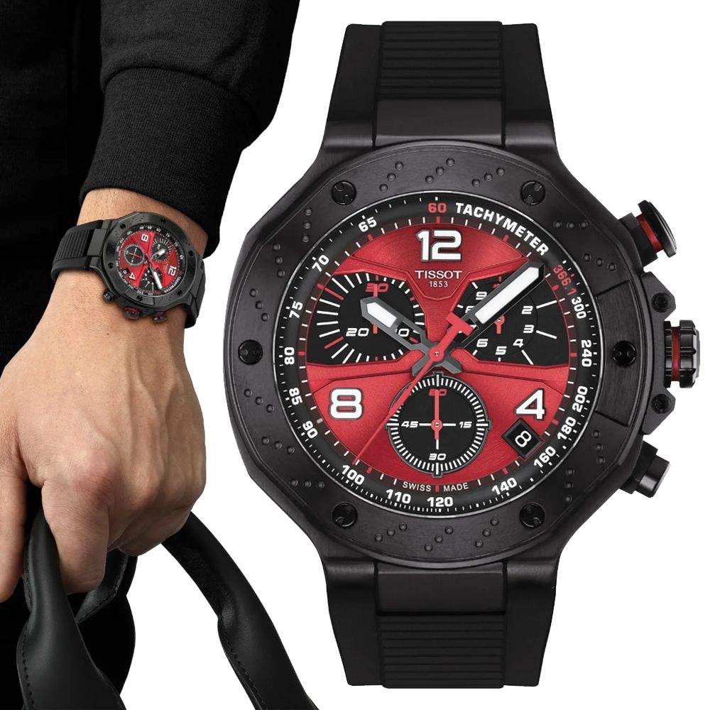 TISSOT天梭 官方授權 T-RACE 限量 MoToGP 計時石英腕錶 七夕 情人節 送禮 45mm/T1414173742200