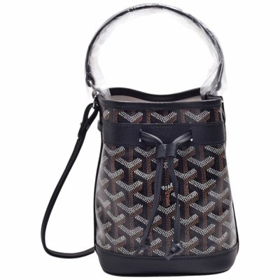 GOYARD 經典Mini Petit Flot系列帆布牛皮手提/斜背包(MINI-黑色)