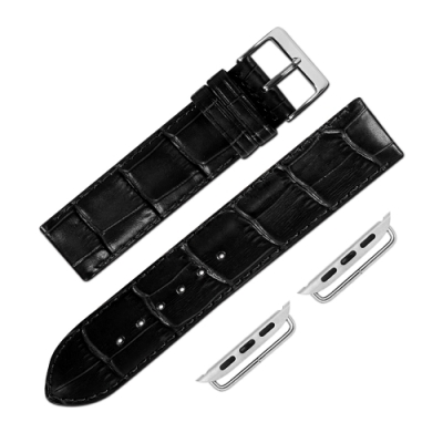 Apple Watch 蘋果手錶替用錶帶 蘋果錶帶 同寬 真皮錶帶 黑色