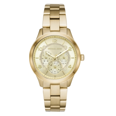 Michael Kors都會巴黎時尚三眼腕錶-金(MK6588)/38mm