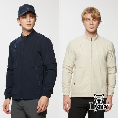 【Lynx Golf】男款兩袖可拆口袋拉鍊立領外套/夾克(二色)
