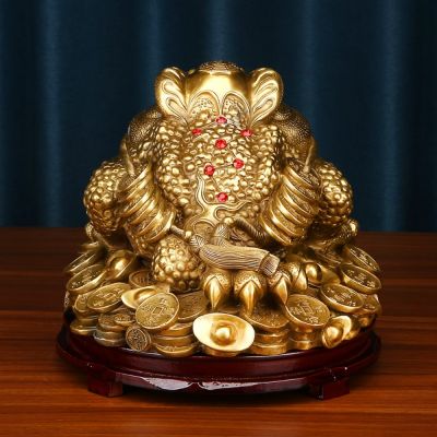 金蟾擺件（大號） 三足金蟾蜍招財鎮宅風水擺件前台收銀裝飾公司店鋪