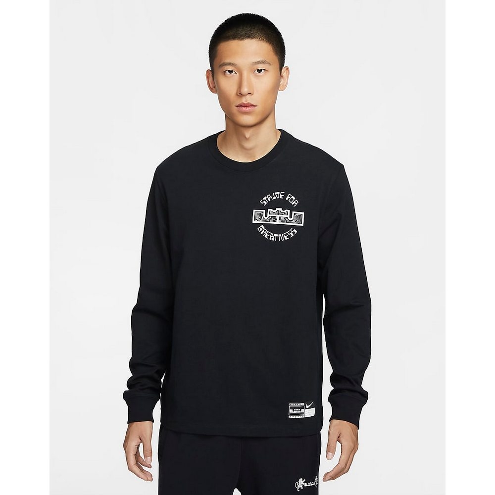 NIKE 耐吉 男長袖上衣-黑色 AS LBJ M NK TEE M90 LS-HF6192010