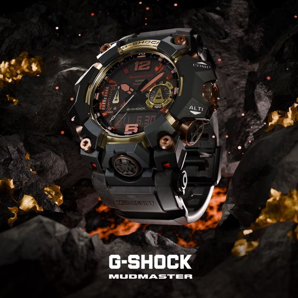 CASIO 卡西歐 G-SHOCK MUDMASTER 緋紅岩漿 自然力量 太陽能藍芽錶款 GWG-B1000MG-1A9_52.1mm