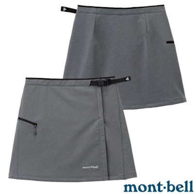 【MONT-BELL】女 NOMAD Wrap Shorts 軟殼防風保暖褲裙(登山健行).休閒短褲.短裙 1105524 GM 灰