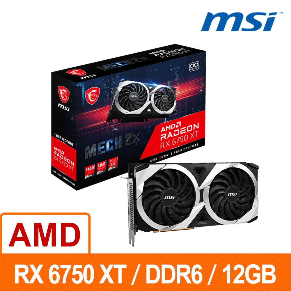 微星MSI Radeon RX 6750 XT MECH 2X 12G OC AMD顯示卡| RX系列| Yahoo