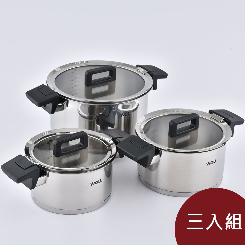 Woll Concept 不鏽鋼湯鍋 3入組 (18,20,24cm) 燉鍋 雙耳鍋