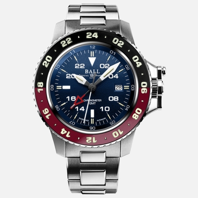 BALL波爾 B2 Engineer GMT 微型氣燈 兩地時間 專利錶冠機械錶-藍42mm DG2018C-S3C-BE