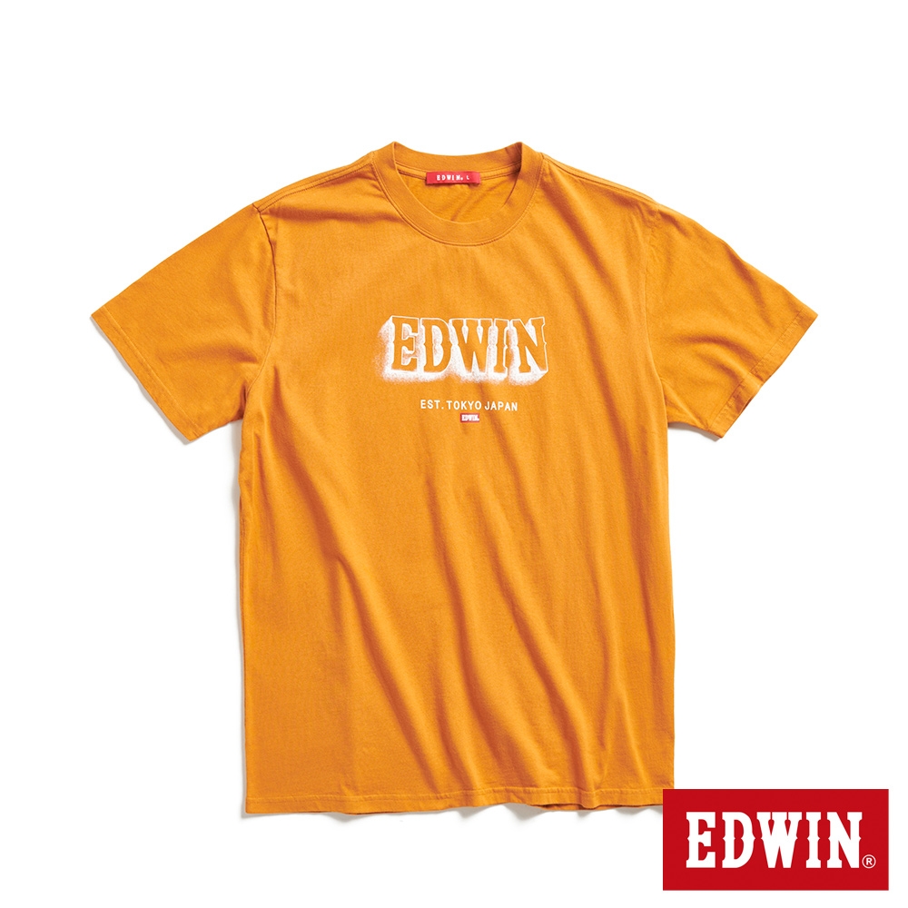EDWIN 男裝 逆光LOGO短袖T恤-黃褐色