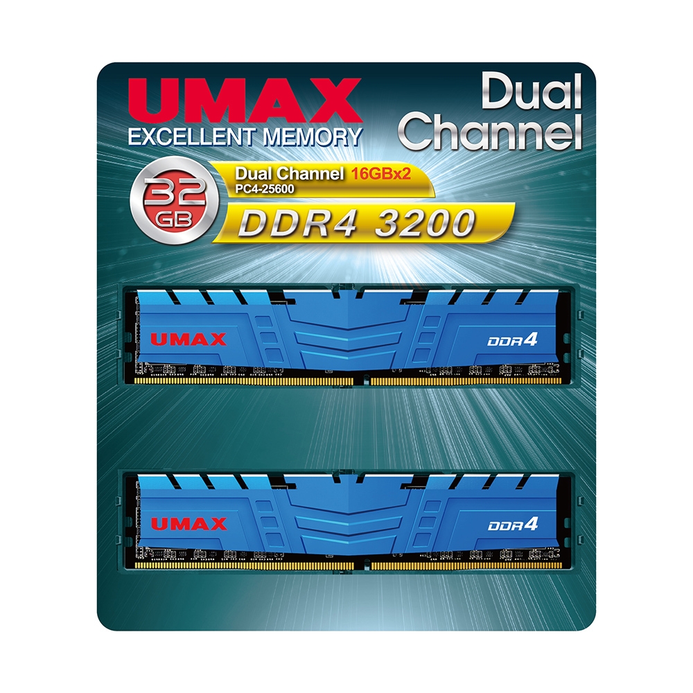 UMAX DDR4 3200 32GB 2048X8 桌上型記憶體(16GBx2) | DDR4 3200