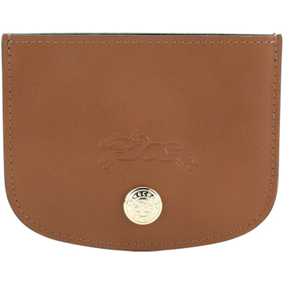 LONGCHAMP EPURE 奔馬壓印LOGO滑面牛皮萬用卡片夾(白蘭地棕)
