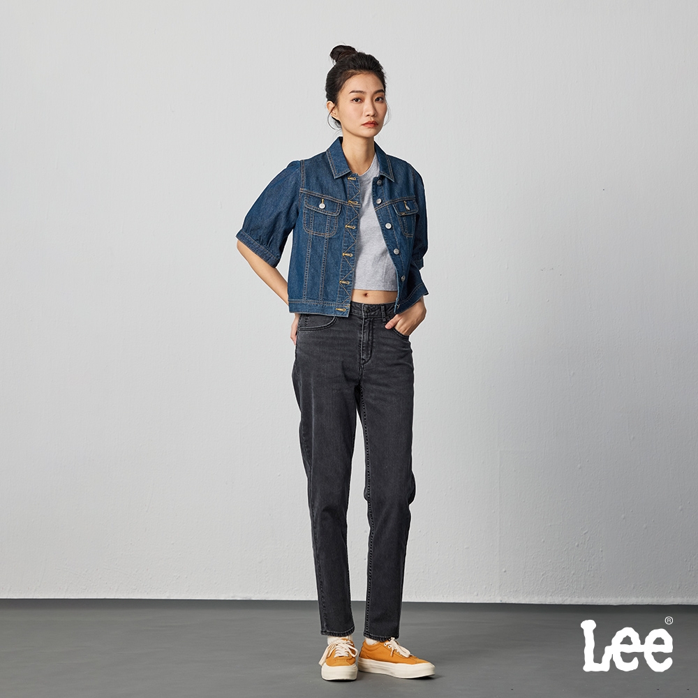 Lee 女款 413 高腰標準小直筒牛仔褲 灰色洗水