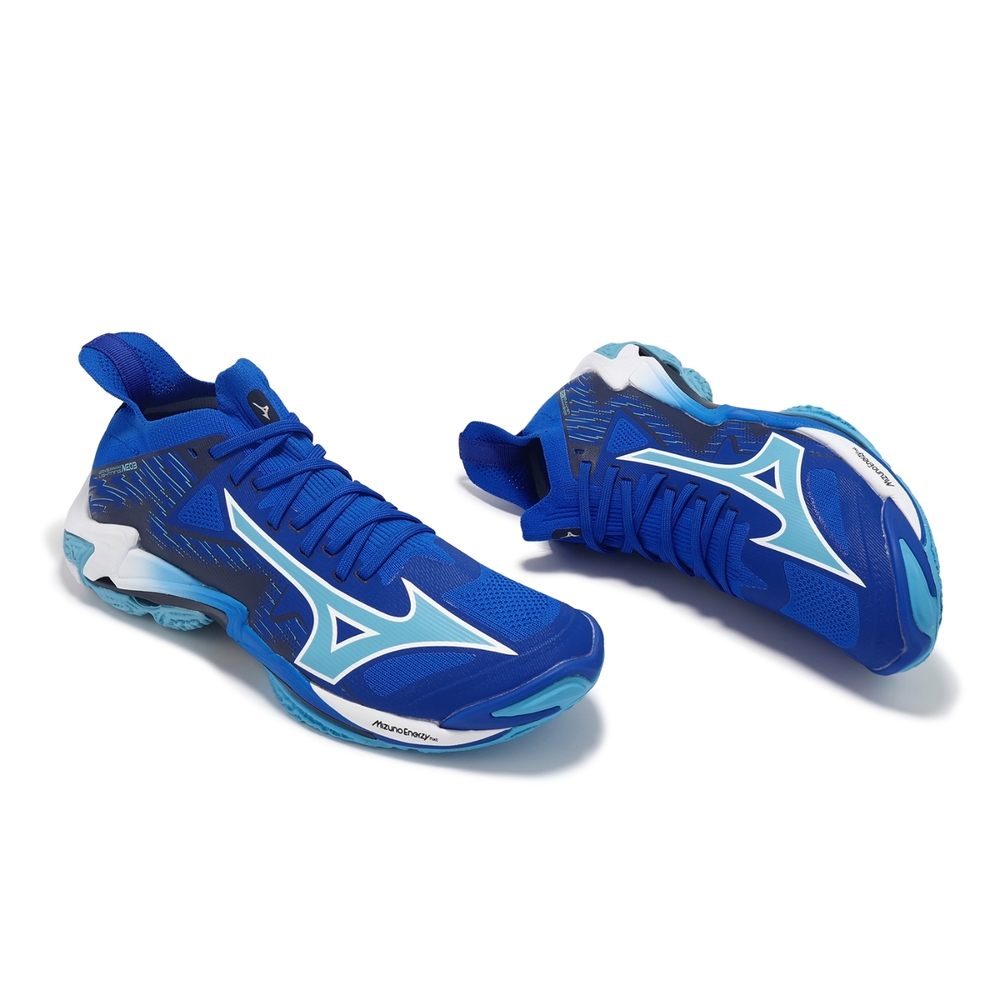 Mizuno 排球鞋Wave Lightning Neo 3 男鞋藍白MUGEN PACK 室內運動