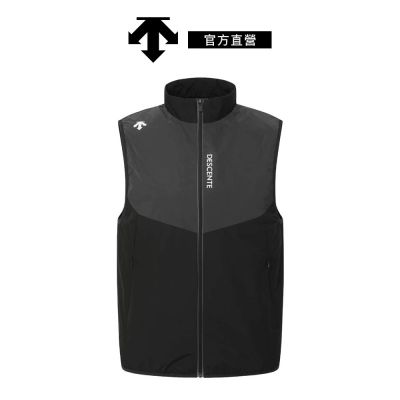 【DESCENTE】迪桑特 男士 反光保暖立領運動背心(黑灰色)