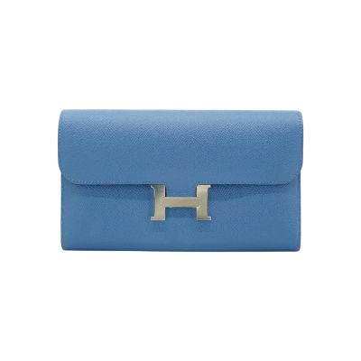 Hermes 愛馬仕 Constance Epsom牛皮銀釦長夾(7E明亮藍)