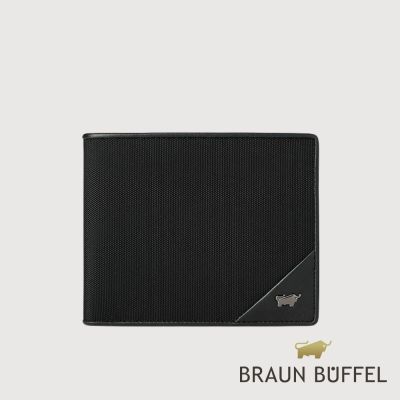 【BRAUN BUFFEL 德國小金牛】台灣總代理 瑞沃 8卡中間翻零錢袋加大皮夾-黑色/BF593-348-BK