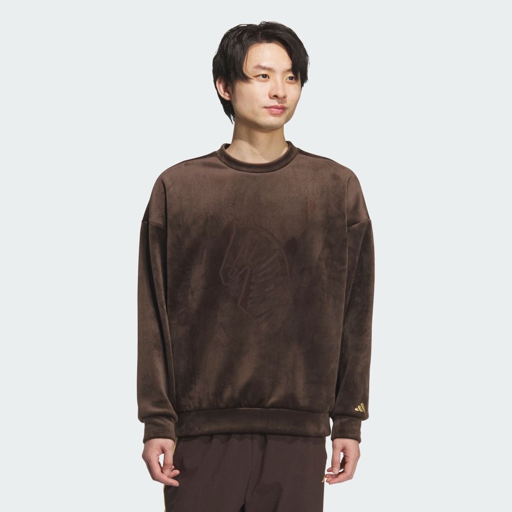 adidas 愛迪達長袖上衣男大學T 寬鬆版型馬年CNY 亞規NYR GFX SWT 咖啡
