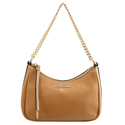 MICHAEL KORS Jet Set Charm 浮雕LOGO荔枝皮革手提肩背包/腋下包 (咖)