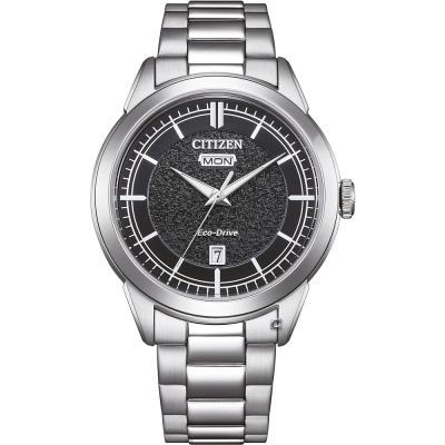 CITIZEN 星辰錶 簡約百搭 Day-Date 光動能腕錶40.5mm黑 AW0151-85E