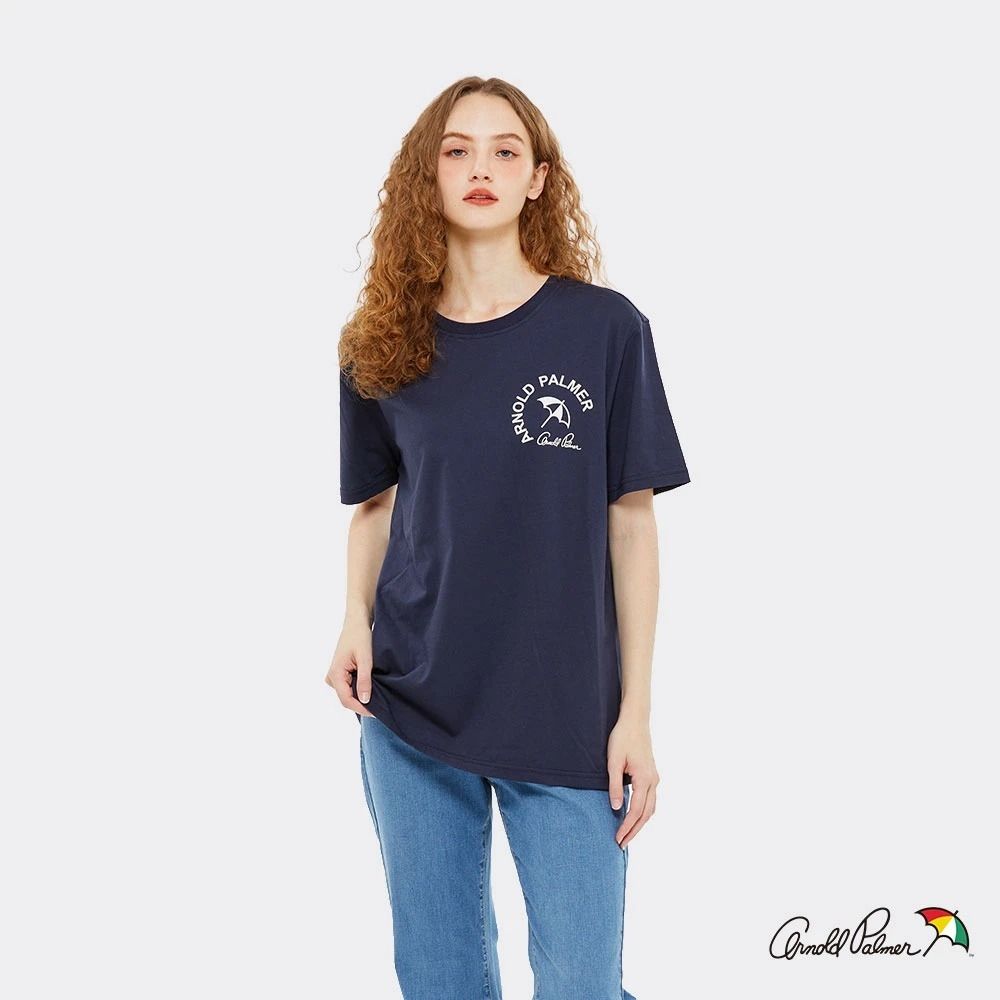 Arnold Palmer-傘LOGO印花圓領短袖T-Shirt(中性)-深藍