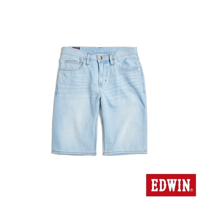 EDWIN 男裝 紅標 基本五袋牛仔短褲-漂淺藍