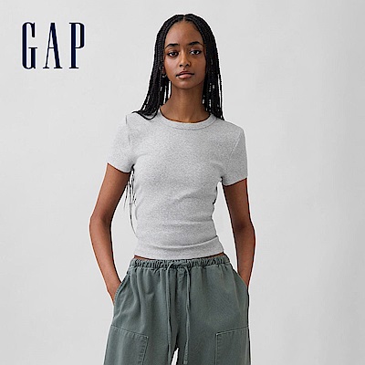 【GAP】摩登圓領T恤-麻灰/黑色/清新白/海軍藍(839665)