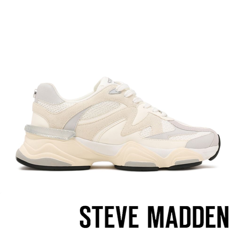 STEVE MADDEN-拼接透氣平底綁帶休閒鞋 SETTI-米色