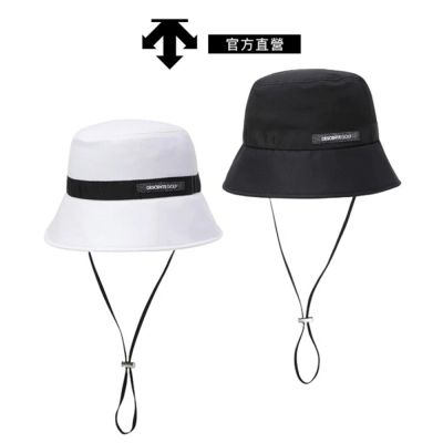 【DESCENTE】GOLF 迪桑特 女士 時尚開衩高爾夫漁夫帽 (黑色/白色)