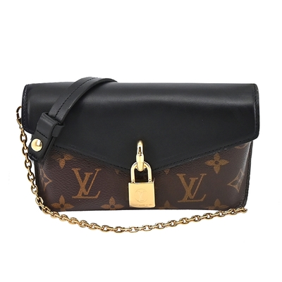 LOUIS VUITTON路易威登 Louis Vuitton Padlock on Strap 經典Monogram帆布鎖扣信封斜背包(黑色)M80559