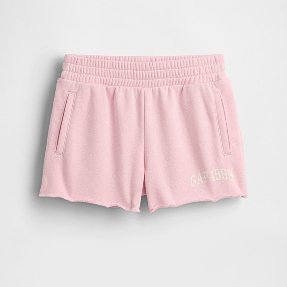 【GAP】babyGap 套穿式法式毛圈布短褲-黑色/玉米黃/新款米白/櫻草粉(898693) (櫻草粉)