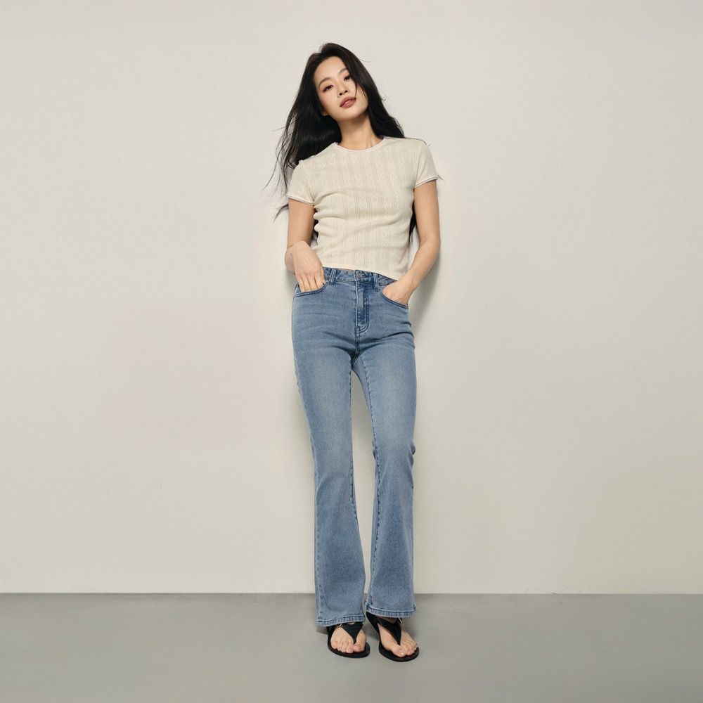 GIORDANO 韓國同款 女裝水洗中低腰微喇叭牛仔褲