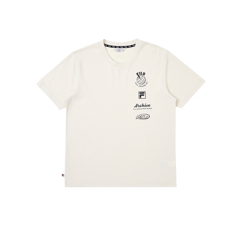 FILA 男吸濕排汗短袖圓領T恤-米卡其 1TEZ-1461-BG