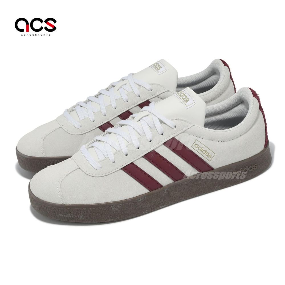 adidas 休閒鞋 VL Court 2 男鞋 女鞋 米 紅 復古 麂皮 焦糖底 愛迪達 JR8310